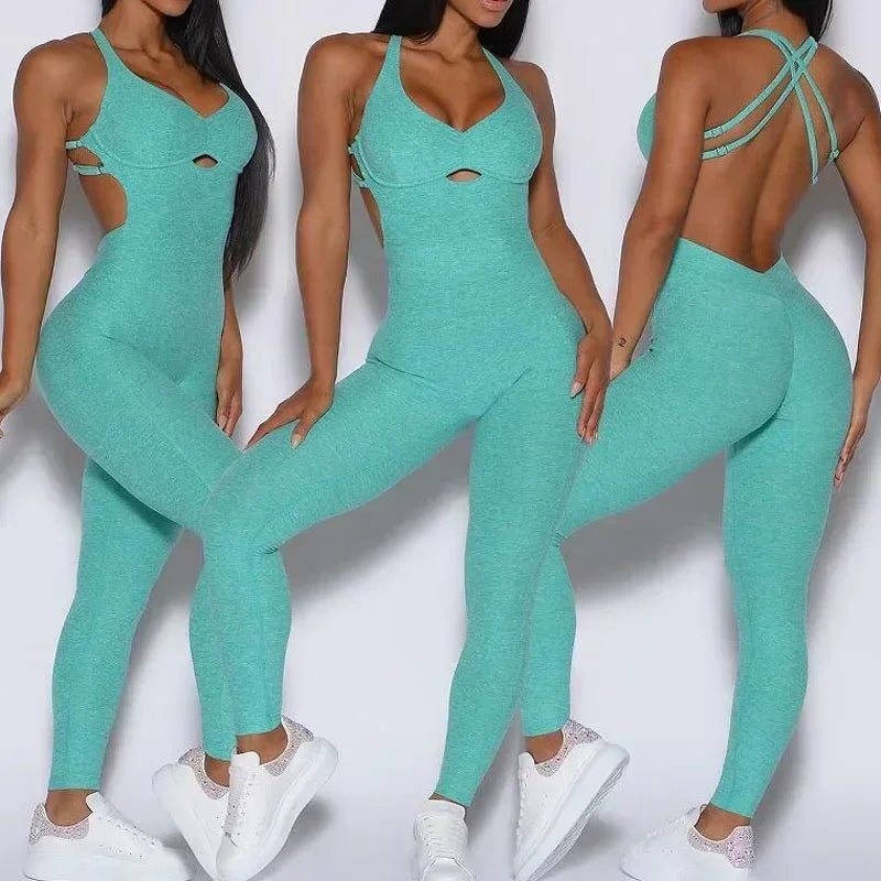 Fitness Woman Jumpsuit Set